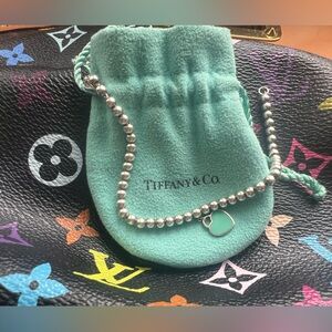 authentic Tiffany blue heart tag bead bracelet 4mm